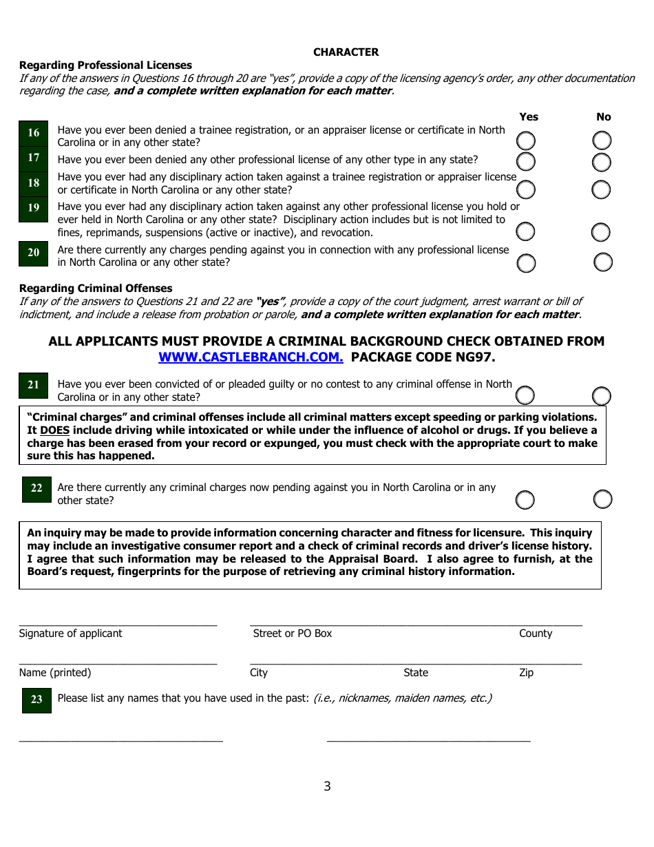 Application for Certified General Certification - North Carolina, Page 13