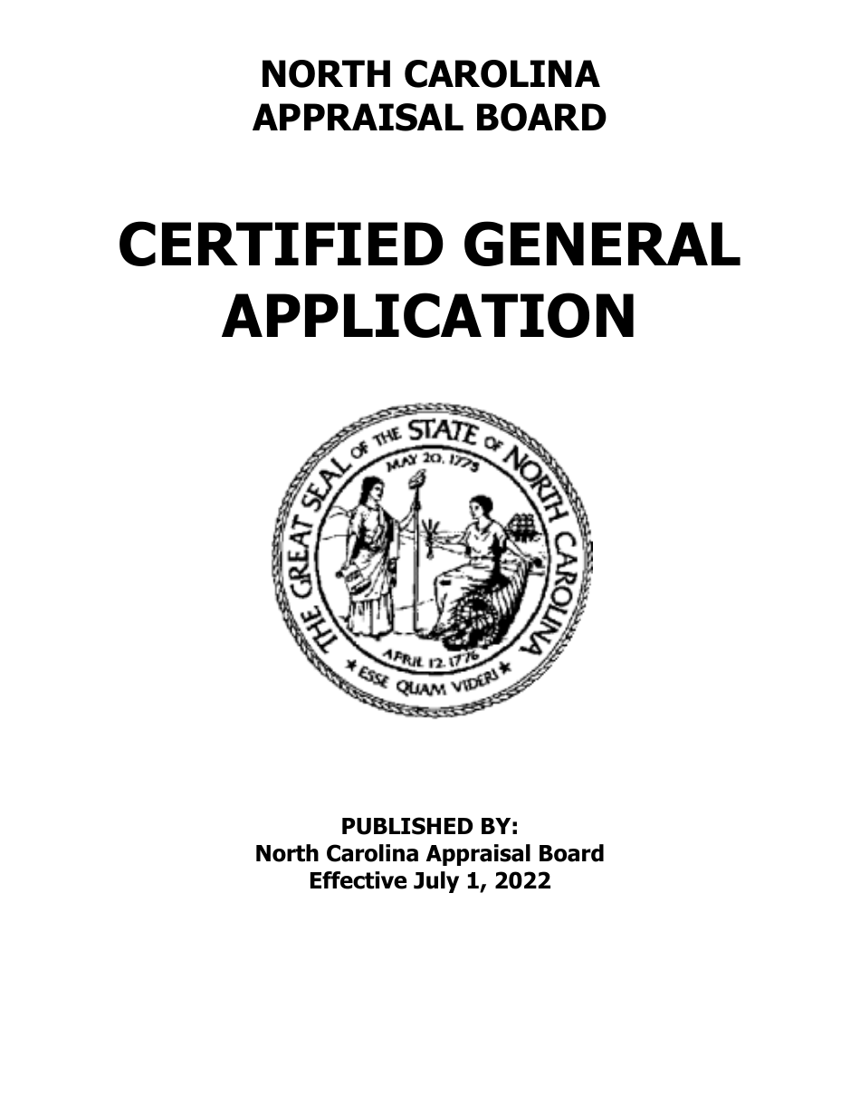 North Carolina Application for Certified General Certification Fill