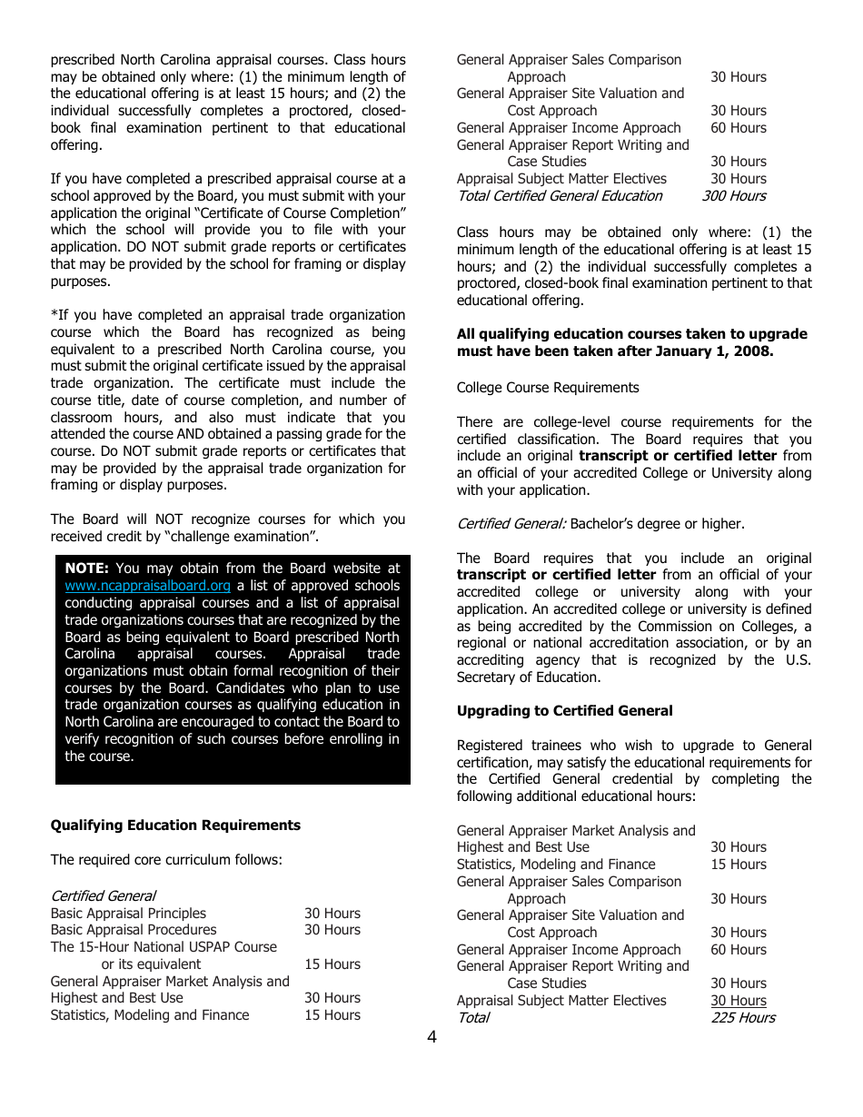 Application for Certified General Certification - North Carolina, Page 4
