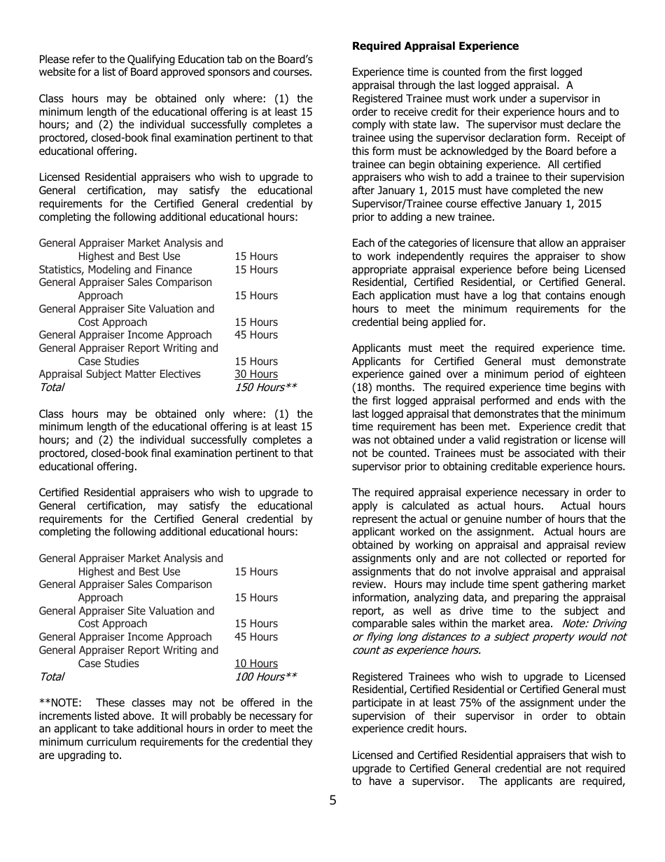 Application for Certified General Certification - North Carolina, Page 5