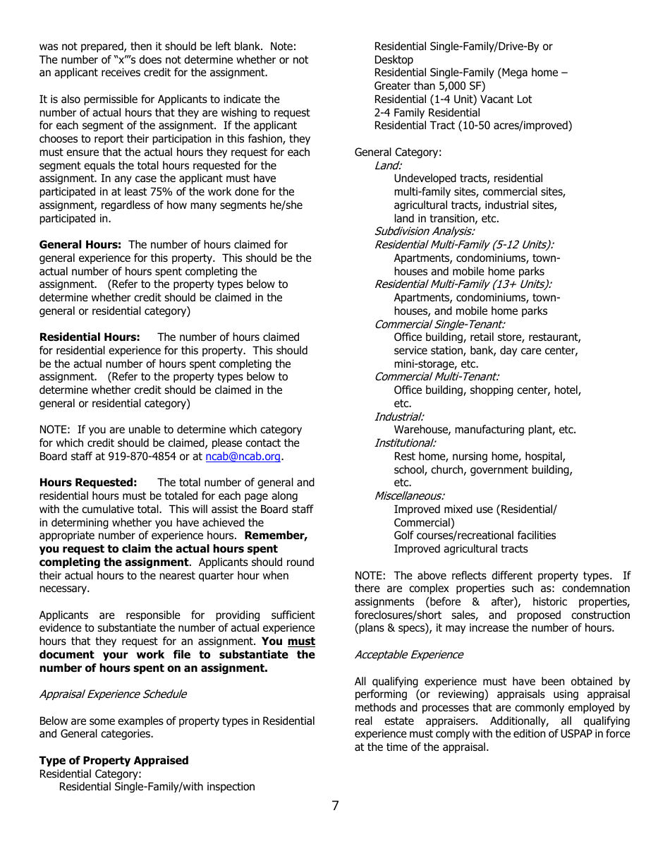 Application for Certified General Certification - North Carolina, Page 7