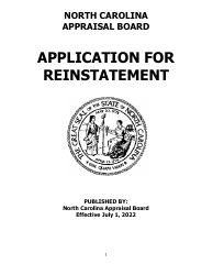 Application for Reinstatement - North Carolina