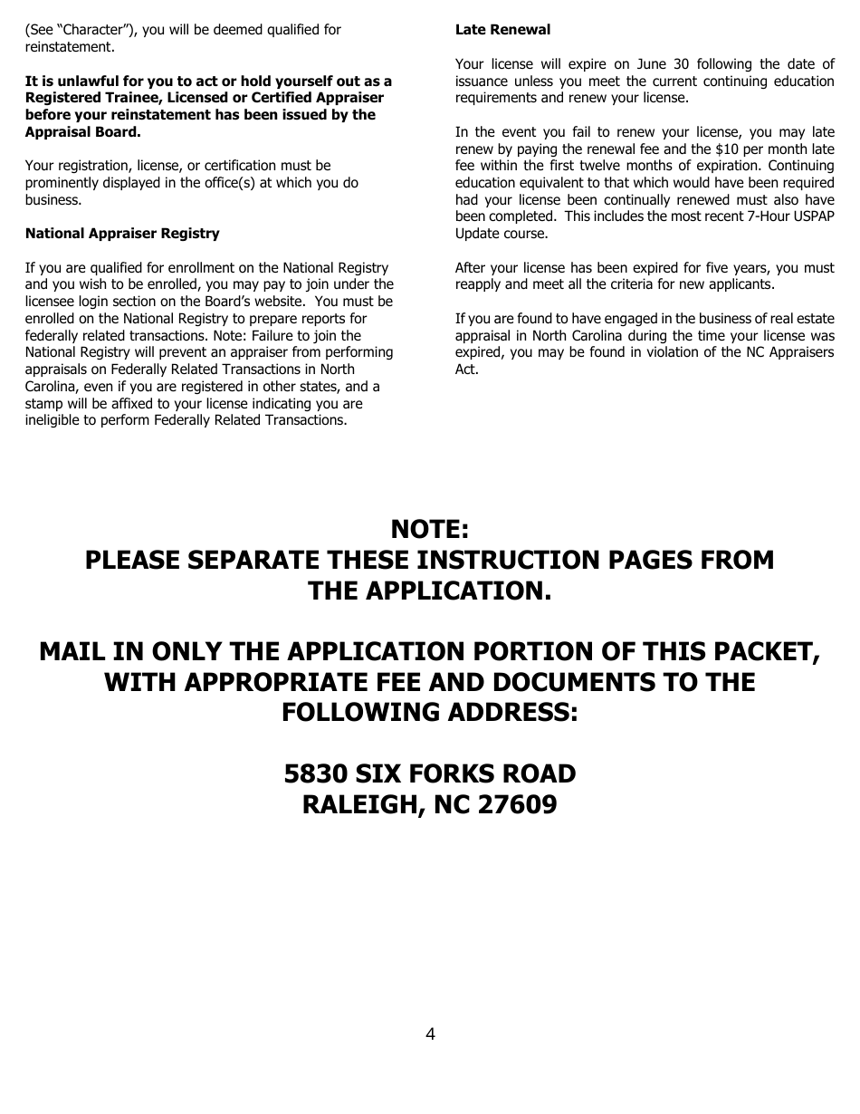 Application for Reinstatement - North Carolina, Page 4