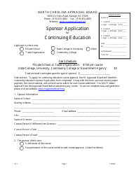 Form CE1 Sponsor Application for Continuing Education - North Carolina