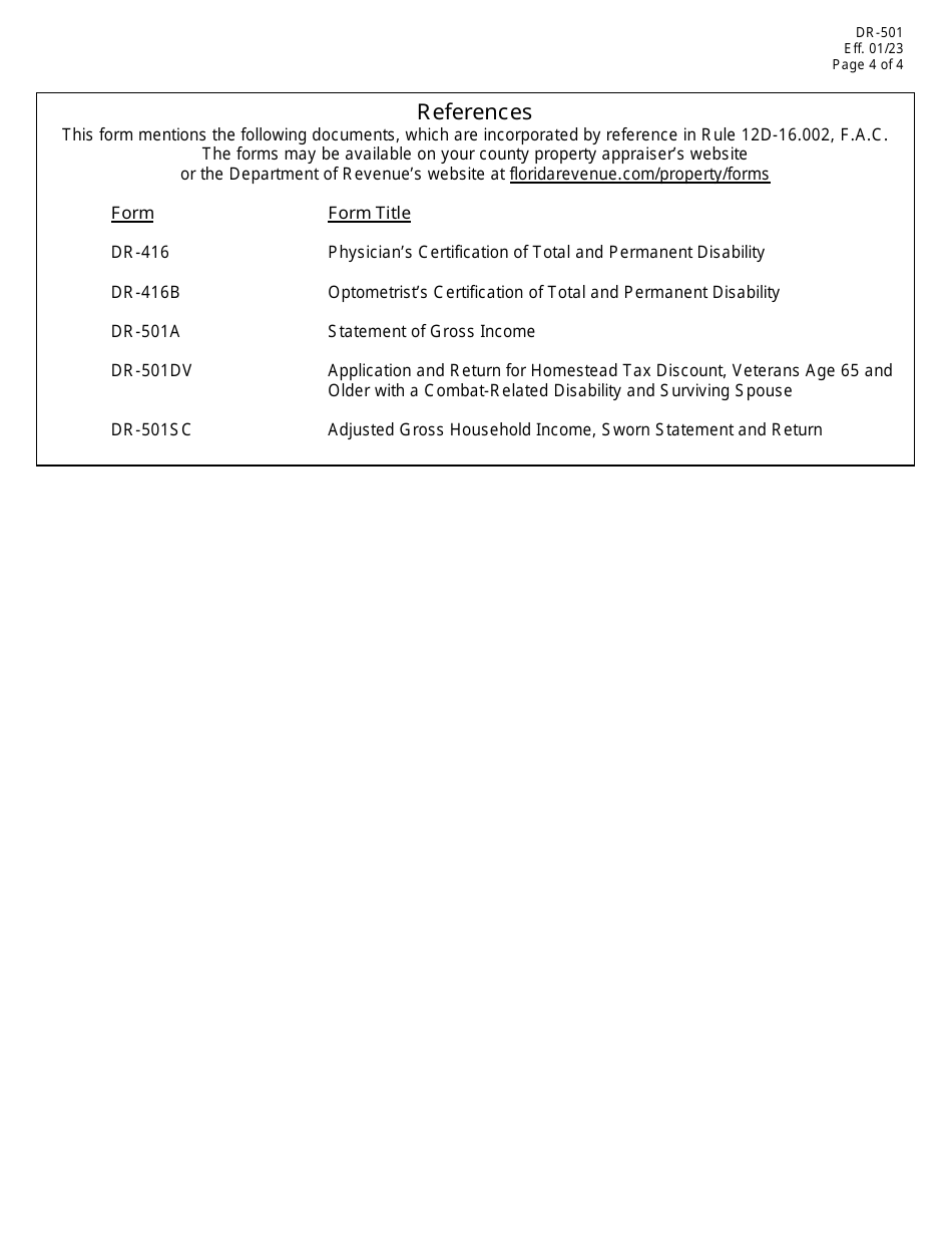 Form DR501 Download Fillable PDF or Fill Online Original Application