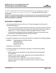 Document preview: Application for Counselling Services - Criminal Injuries Counselling Program - Nova Scotia, Canada