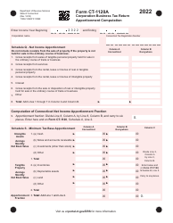 Document preview: Form CT-1120A Corporation Business Tax Return Apportionment Computation - Connecticut, 2022