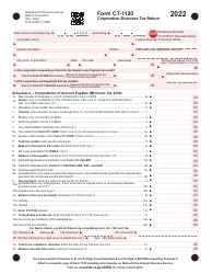 Document preview: Form CT-1120 Corporation Business Tax Return - Connecticut, 2022