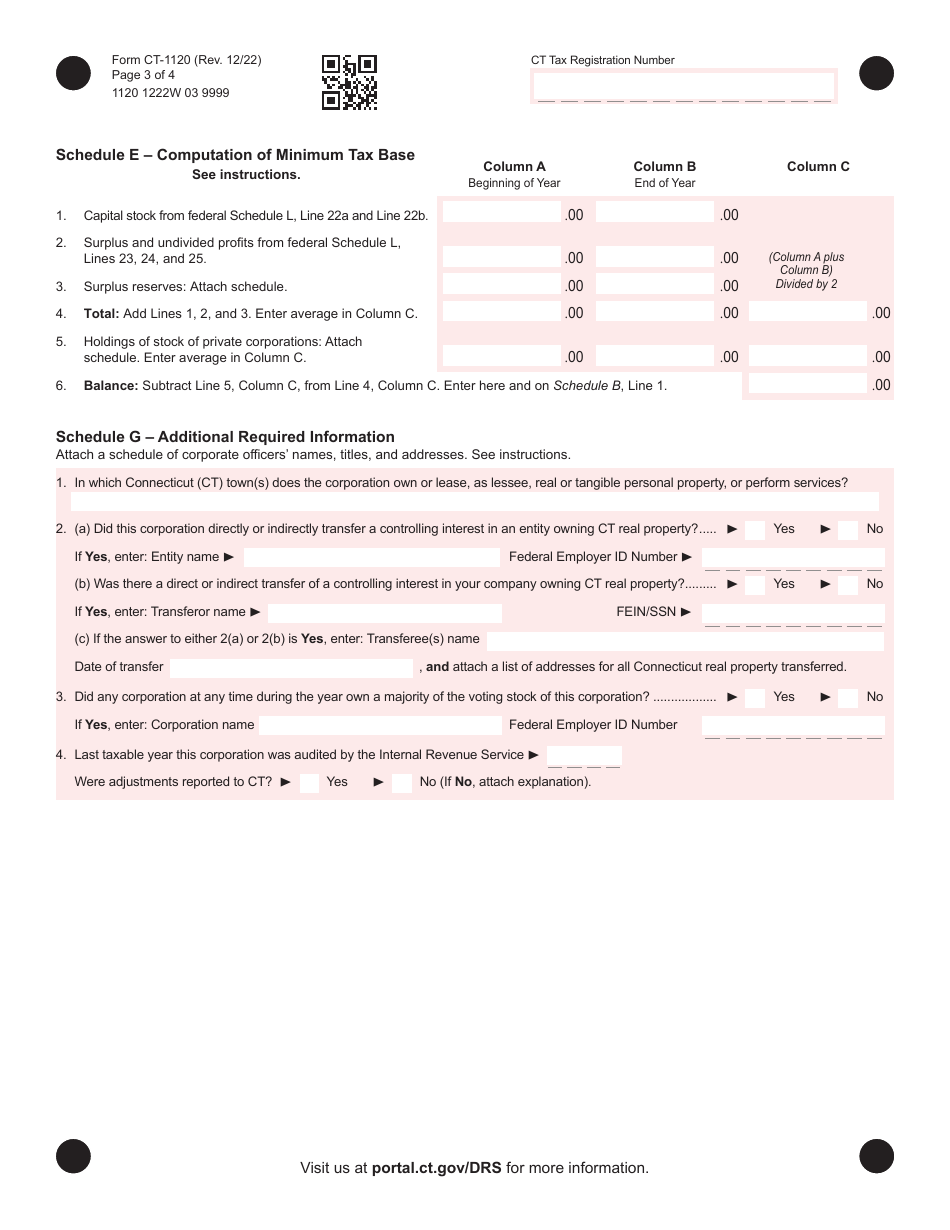 Form Ct 1120 Download Printable Pdf Or Fill Online Corporation Business Tax Return 2022 7375