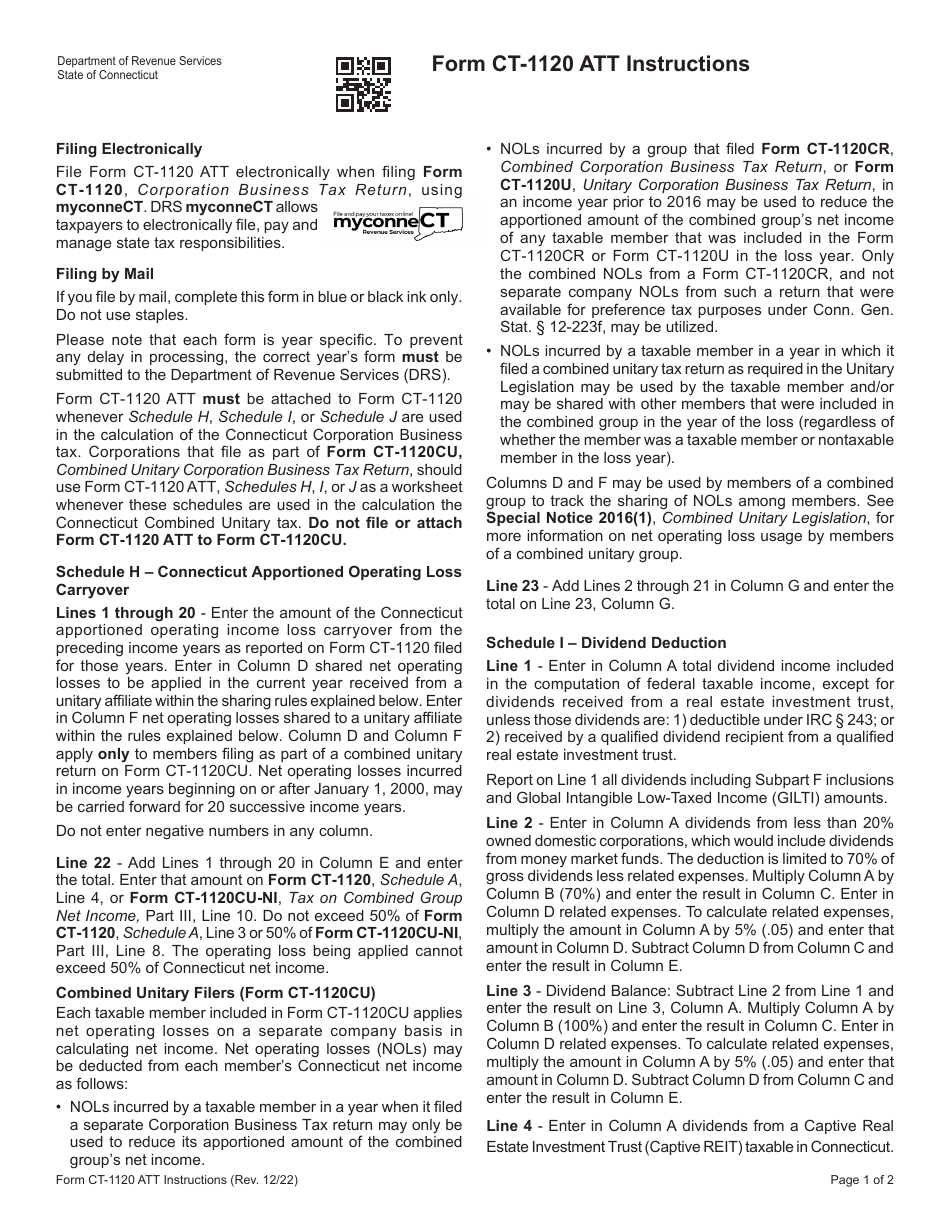 Form Ct 1120 Att 2022 Fill Out Sign Online And Download Printable Pdf Connecticut 3342