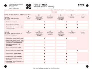Form CT-1120K Business Tax Credit Summary - Connecticut