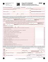 Document preview: Form CT-1120 EXT Application for Extension of Time to File Connecticut Corporation Business Tax Return - Connecticut, 2022