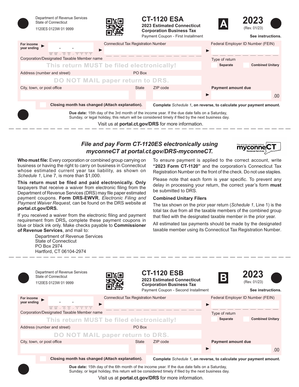 Form CT1120 ES 2023 Fill Out, Sign Online and Download Printable