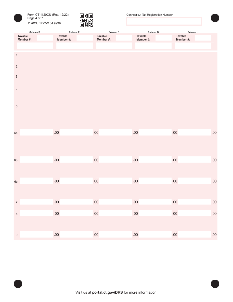 Form CT-1120CU Combined Unitary Corporation Business Tax Return - Connecticut, Page 4
