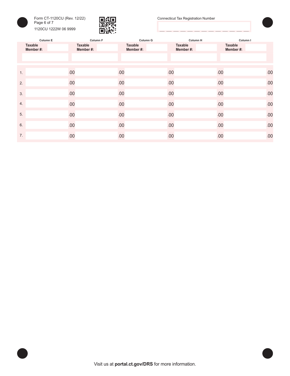 Form CT-1120CU Combined Unitary Corporation Business Tax Return - Connecticut, Page 6