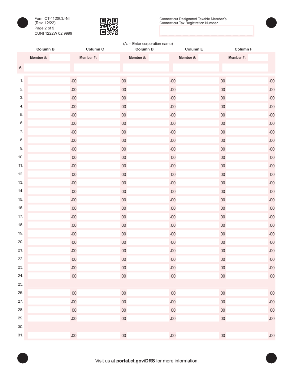 Form CT-1120CU-NI Tax on Combined Group Net Income - Connecticut, Page 2