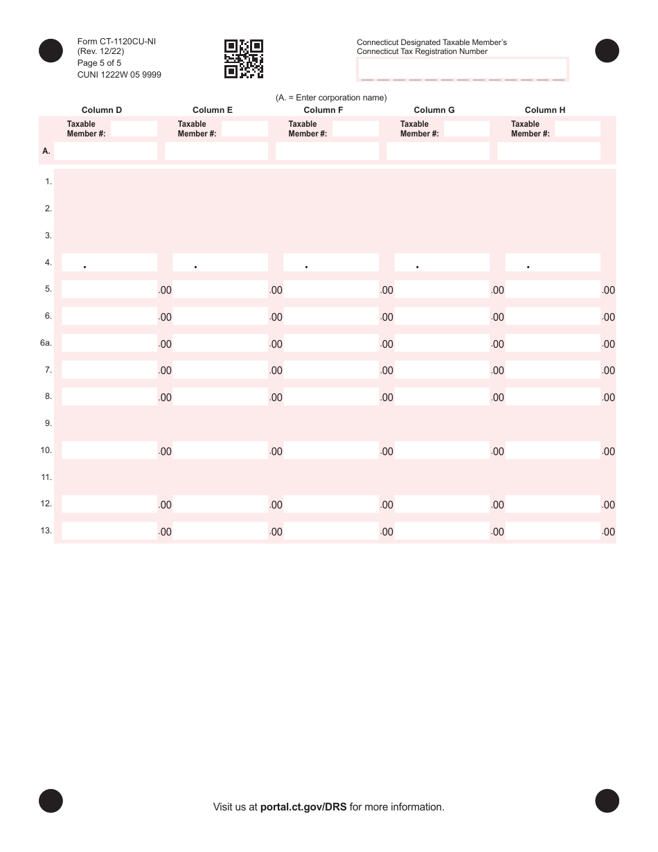 Form CT-1120CU-NI Tax on Combined Group Net Income - Connecticut, Page 5