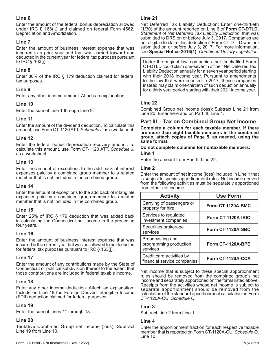 Form CT-1120CU-NI Tax on Combined Group Net Income - Connecticut, Page 7