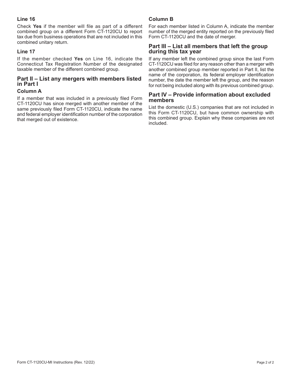 Form CT-1120CU-MI Combined Group Member Information - Connecticut, Page 4