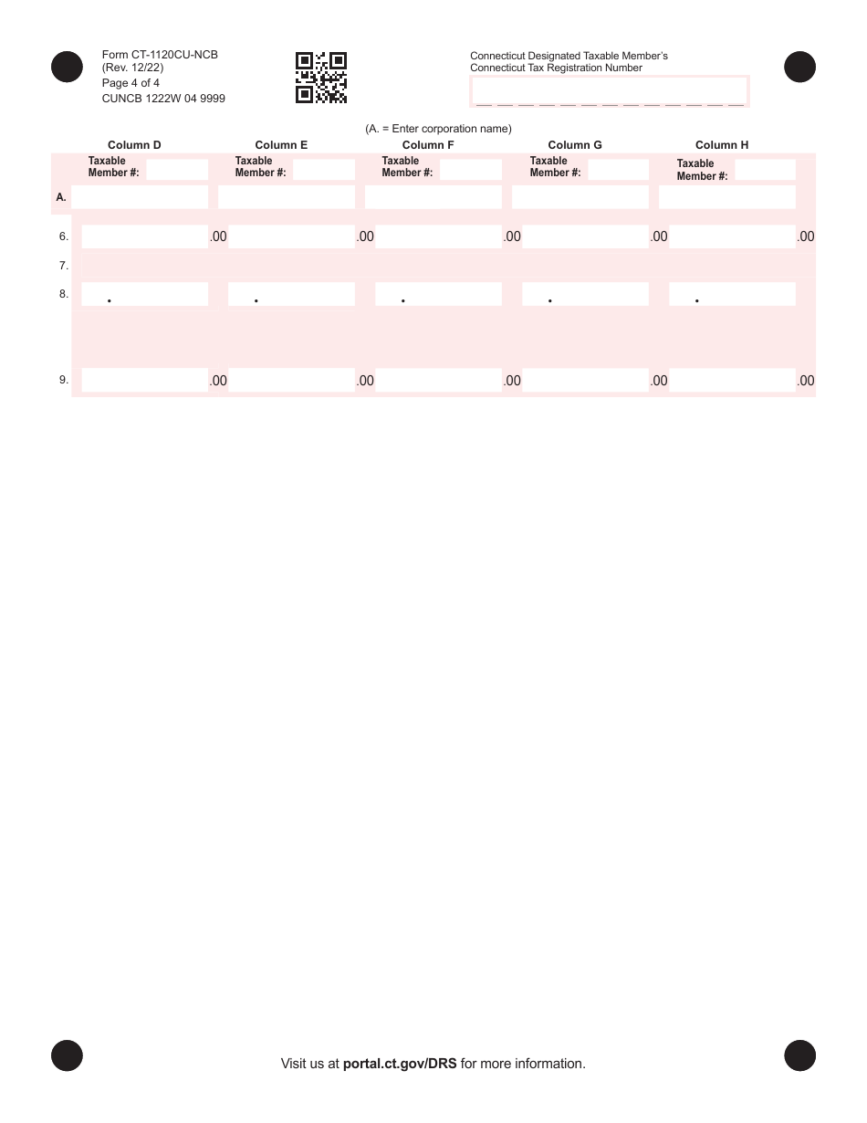 Form CT-1120CU-NCB Nexus Combined Base Tax Calculation - Connecticut, Page 4