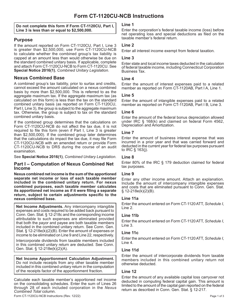 Form CT-1120CU-NCB Nexus Combined Base Tax Calculation - Connecticut, Page 5