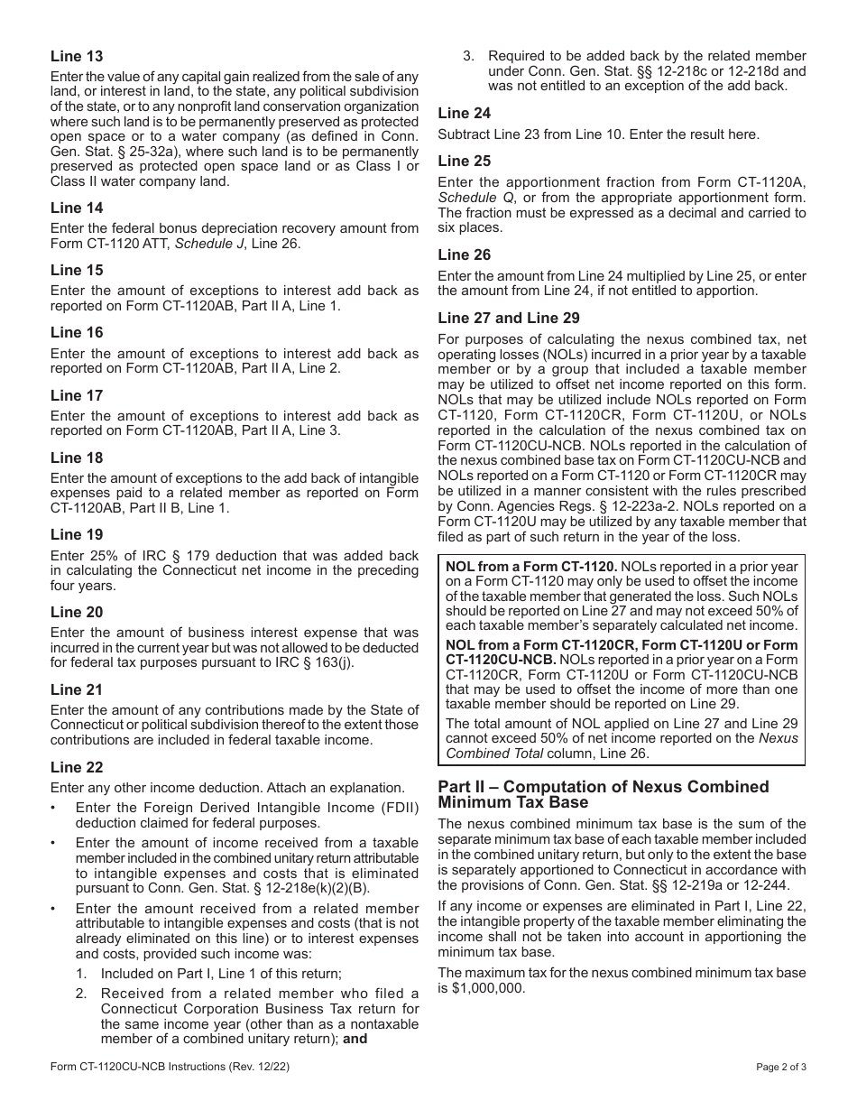 Form CT-1120CU-NCB Nexus Combined Base Tax Calculation - Connecticut, Page 6