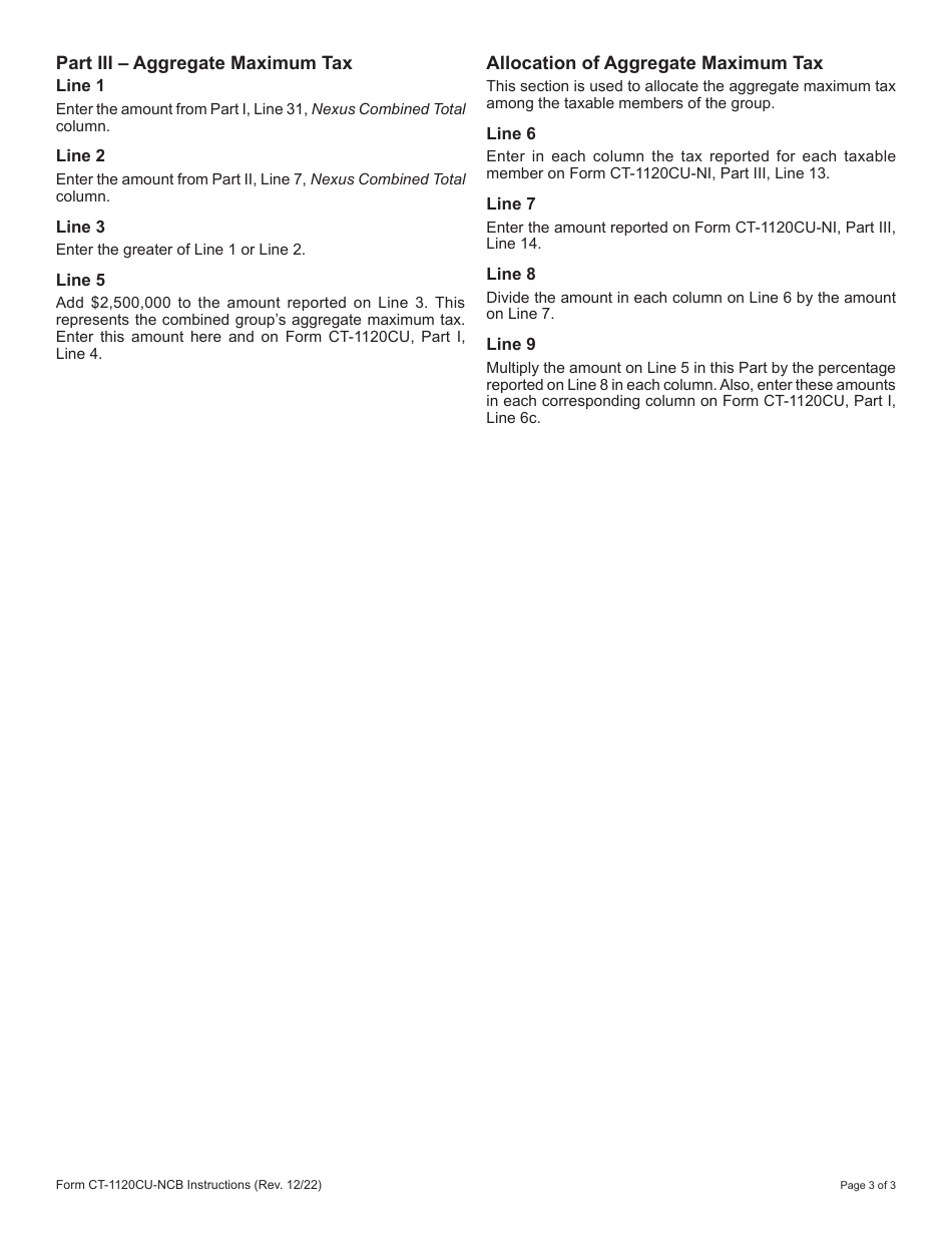 Form CT-1120CU-NCB Nexus Combined Base Tax Calculation - Connecticut, Page 7