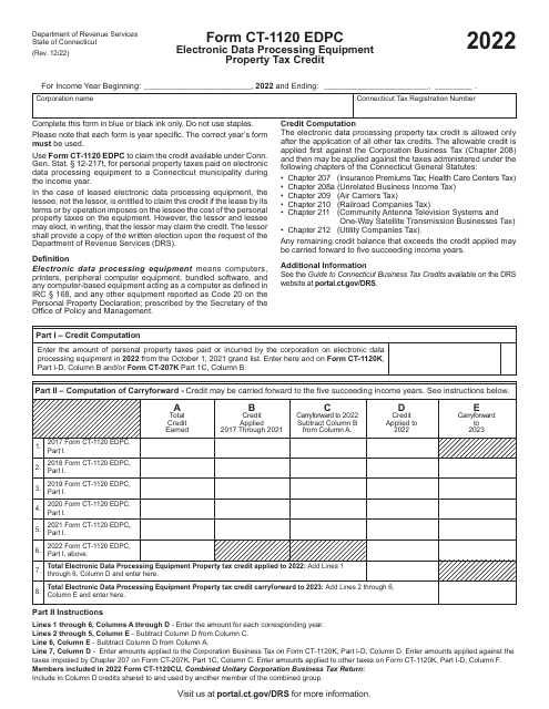 Form CT-1120 EDPC 2022 Printable Pdf
