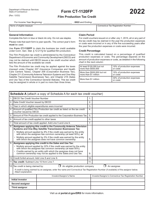 Form CT-1120FP Film Production Tax Credit - Connecticut, 2022
