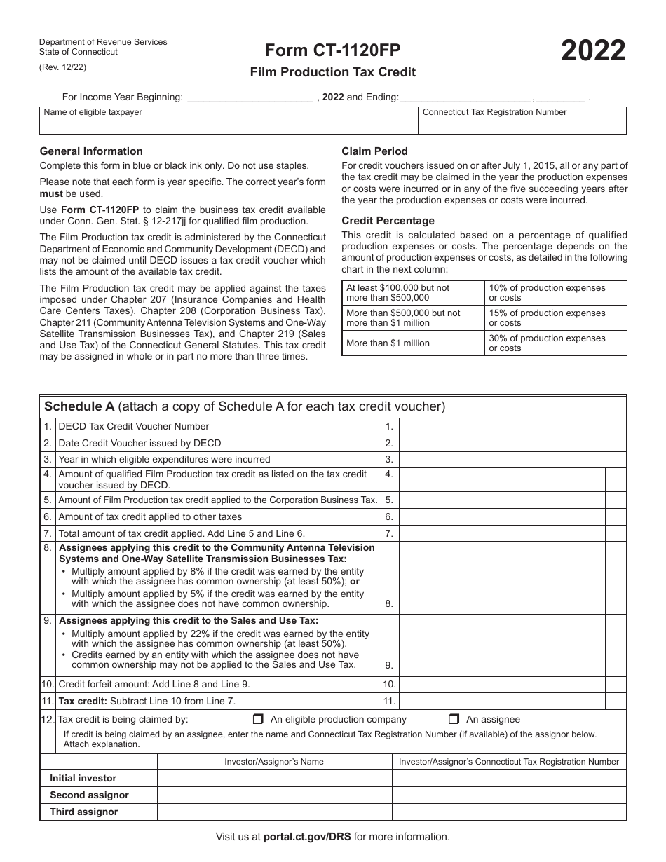 Form Ct-1120fp Download Printable Pdf Or Fill Online Film Production 