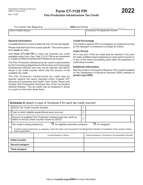 Form CT-1120 FPI 2022 Printable Pdf
