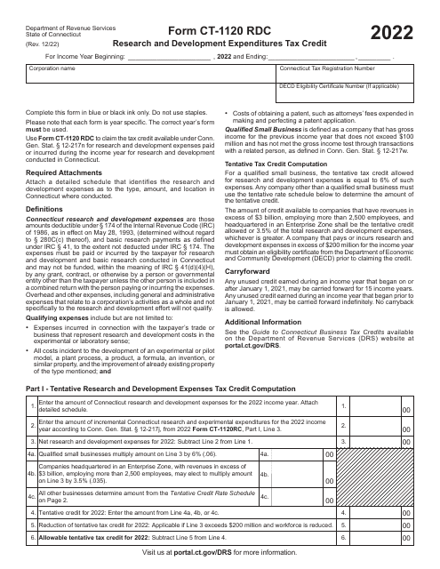 Form CT-1120 RDC 2022 Printable Pdf