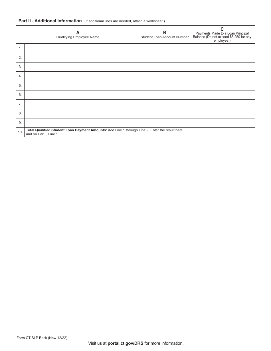 Form CT-SLP Student Loan Payment Tax Credit - Connecticut, Page 2