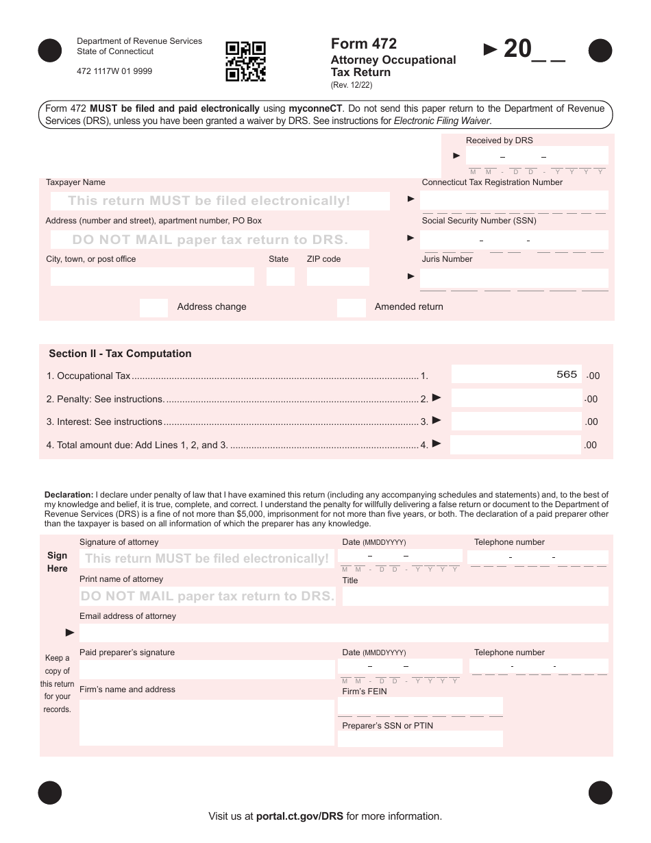 Form 472 Download Printable PDF or Fill Online Attorney Occupational