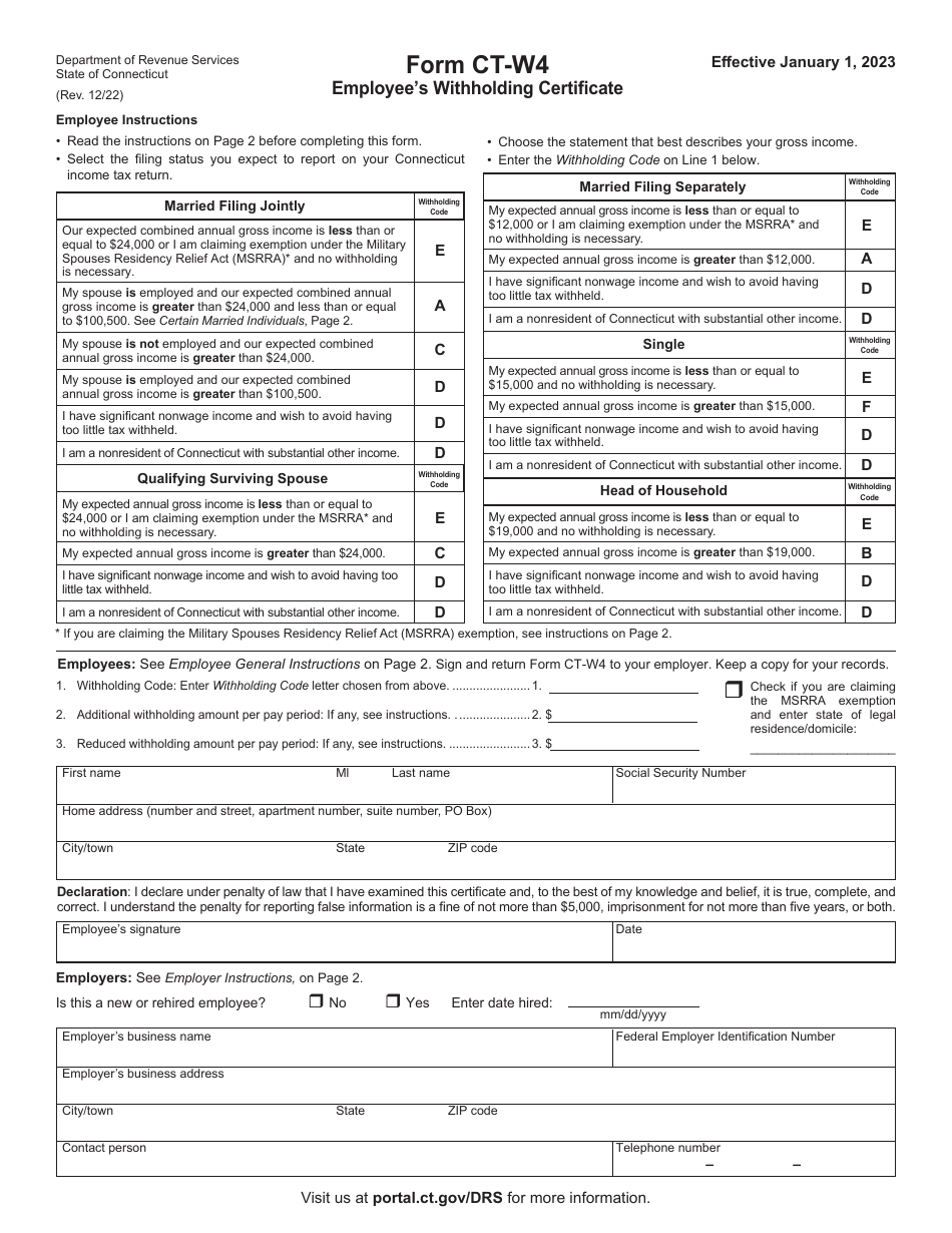 Form CTW4 Download Printable PDF or Fill Online Employee's Withholding
