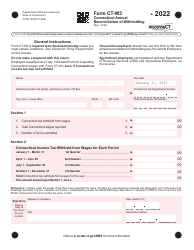 Form CT-W3 Connecticut Annual Reconciliation of Withholding - Connecticut, 2022