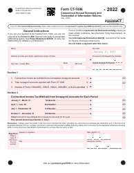 Document preview: Form CT-1096 Connecticut Annual Summary and Transmittal of Information Returns - Connecticut, 2022