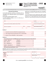Document preview: Form CT-1096 ATHEN Connecticut Annual Summary and Transmittal of Information Returns - Connecticut, 2022