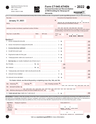 Document preview: Form CT-945 ATHEN Connecticut Annual Summary and Transmittal of Information Returns - Connecticut, 2022