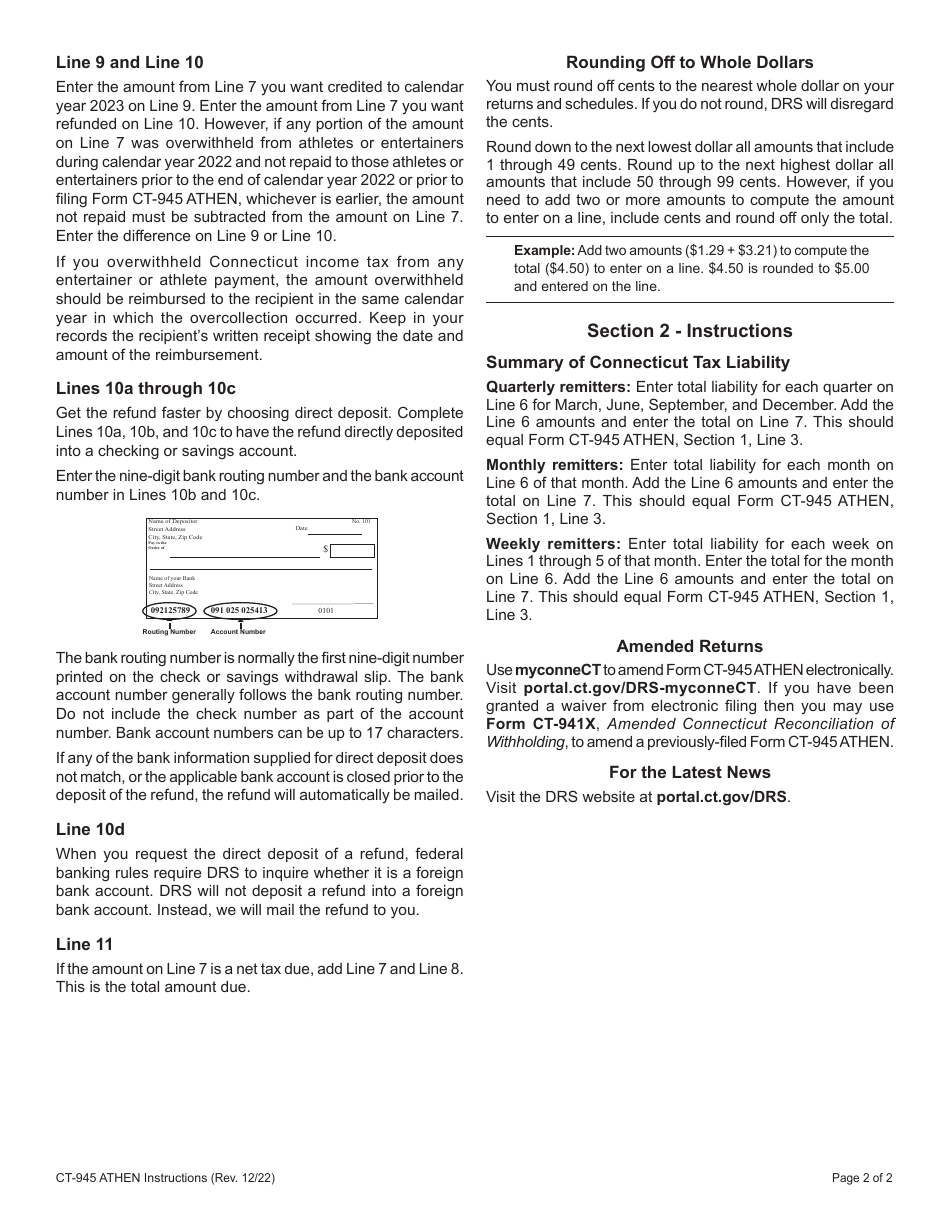 Form CT-945 ATHEN Connecticut Annual Summary and Transmittal of Information Returns - Connecticut, Page 4
