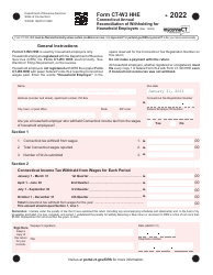 Document preview: Form CT-W3 HHE Connecticut Annual Reconciliation of Withholding for Household Employers - Connecticut, 2022