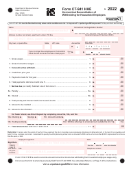 Document preview: Form CT-941 HHE Connecticut Reconciliation of Withholding for Household Employers - Connecticut, 2022