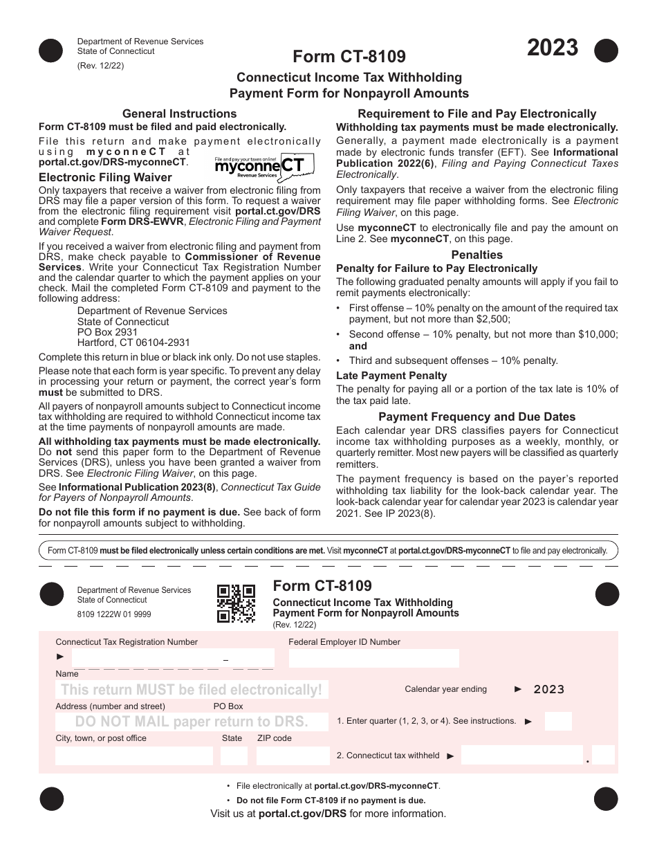 Form CT8109 Download Printable PDF or Fill Online Connecticut