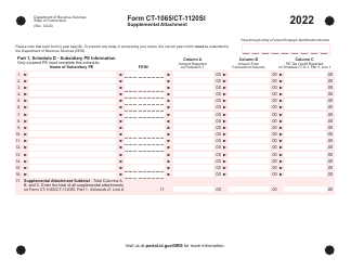 Document preview: Form CT-1065 (CT-1120SI) Supplemental Attachment - Connecticut, 2022