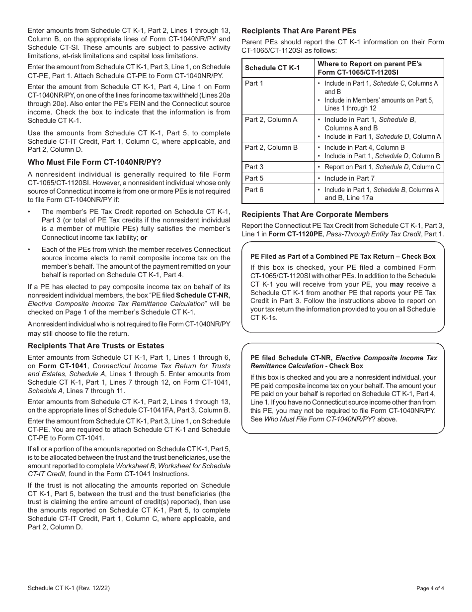 Schedule CT K-1 Members Share of Certain Connecticut Items - Connecticut, Page 4