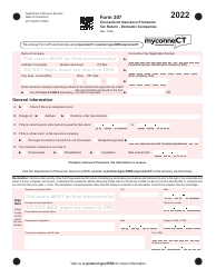 Form 207 Connecticut Insurance Premiums Tax Return - Domestic Companies - Connecticut, 2022