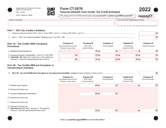Document preview: Form CT-207K Insurance/Health Care Center Tax Credit Schedule - Connecticut, 2022