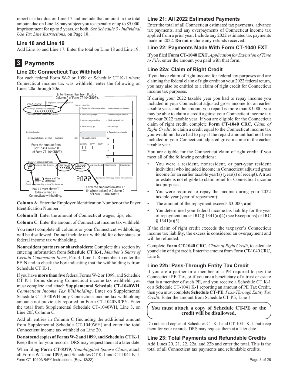 Download Instructions For Form Ct 1040nrpy Connecticut Nonresident And Part Year Resident 1739