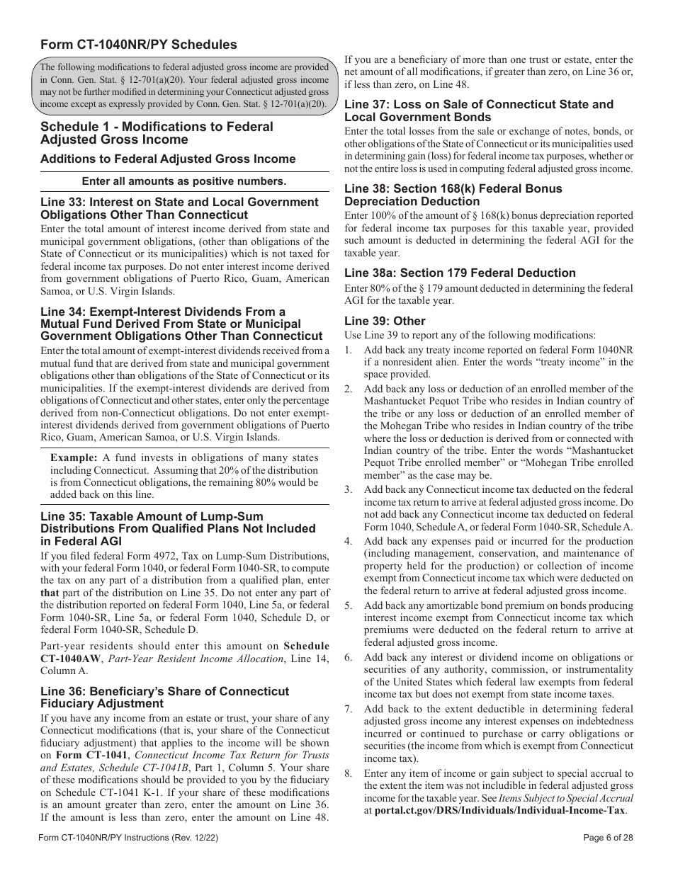 Download Instructions For Form Ct 1040nrpy Connecticut Nonresident And Part Year Resident 3730