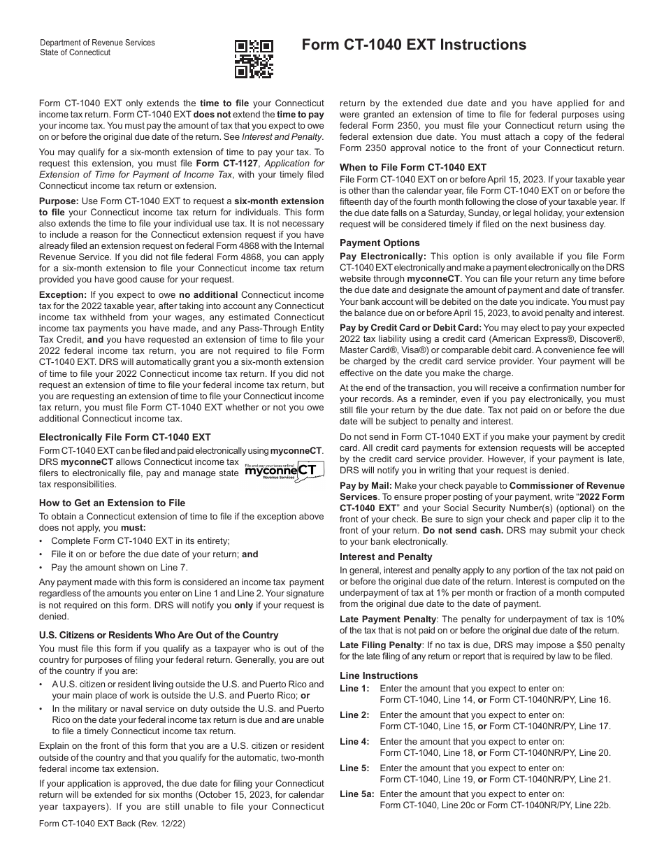 Form Ct 1040 Ext 2022 Fill Out Sign Online And Download Printable Pdf Connecticut 5268